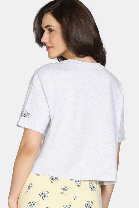 Zivame 2 Mile Fashion Knit Cotton Lounge Top - Grey Mel — image 4
